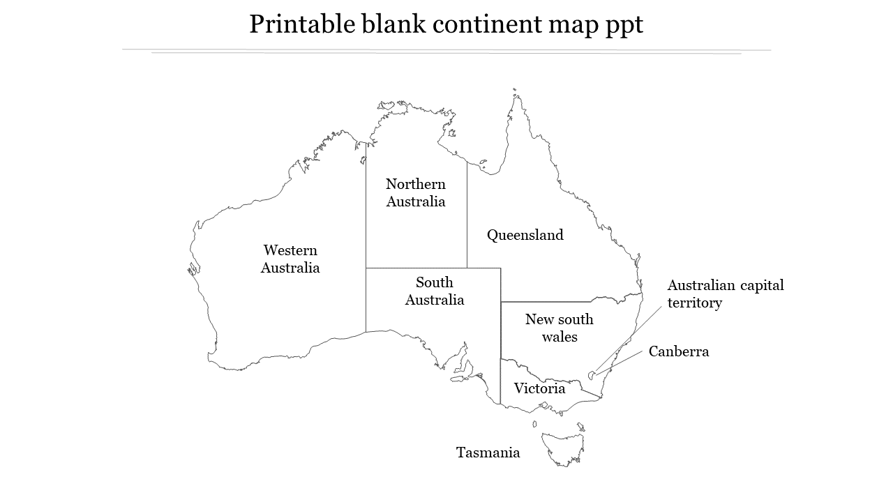 Printable blank continent map ppt